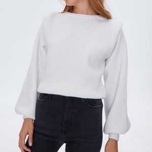 NTW Forever 21 Cream Shoulder-Pad Sweater Size Small